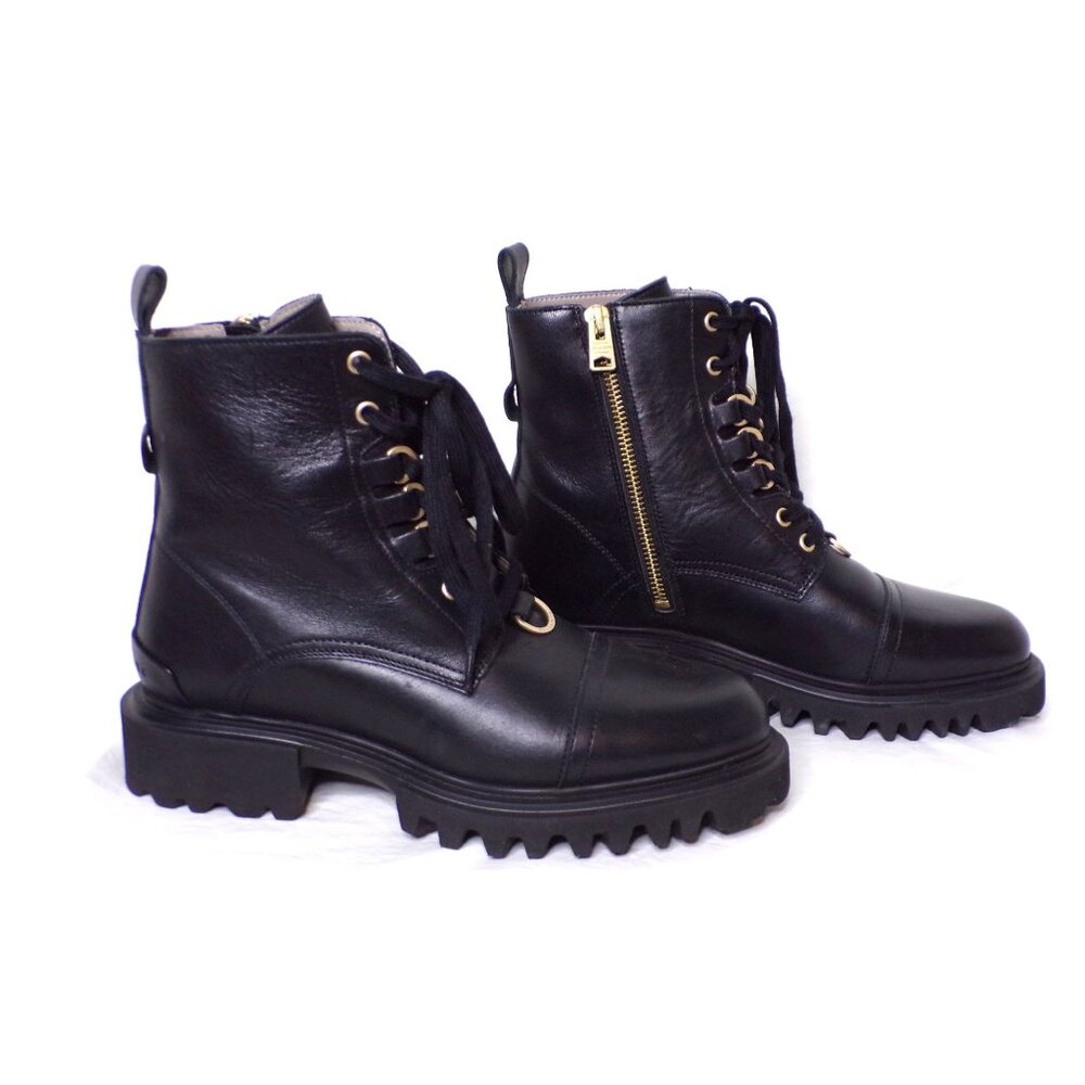 ๐ ALL SAINTS Lydia Ankle Moto Combat Boot 8 Black - Picture 6 of 14